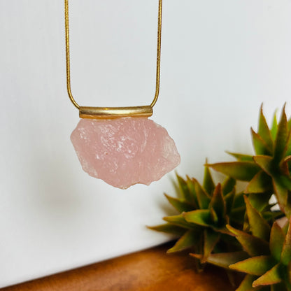 Raw Rose Quartz Necklace