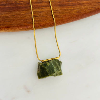 Raw Peridot Necklace