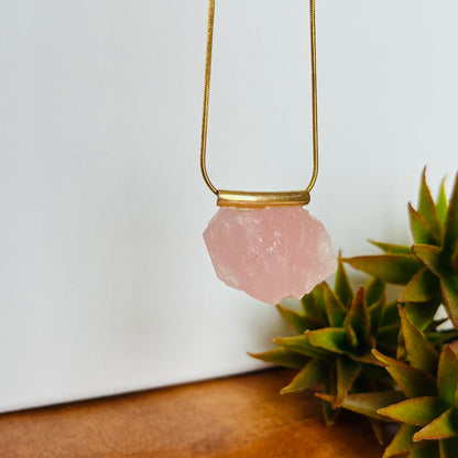 Raw Rose Quartz Necklace