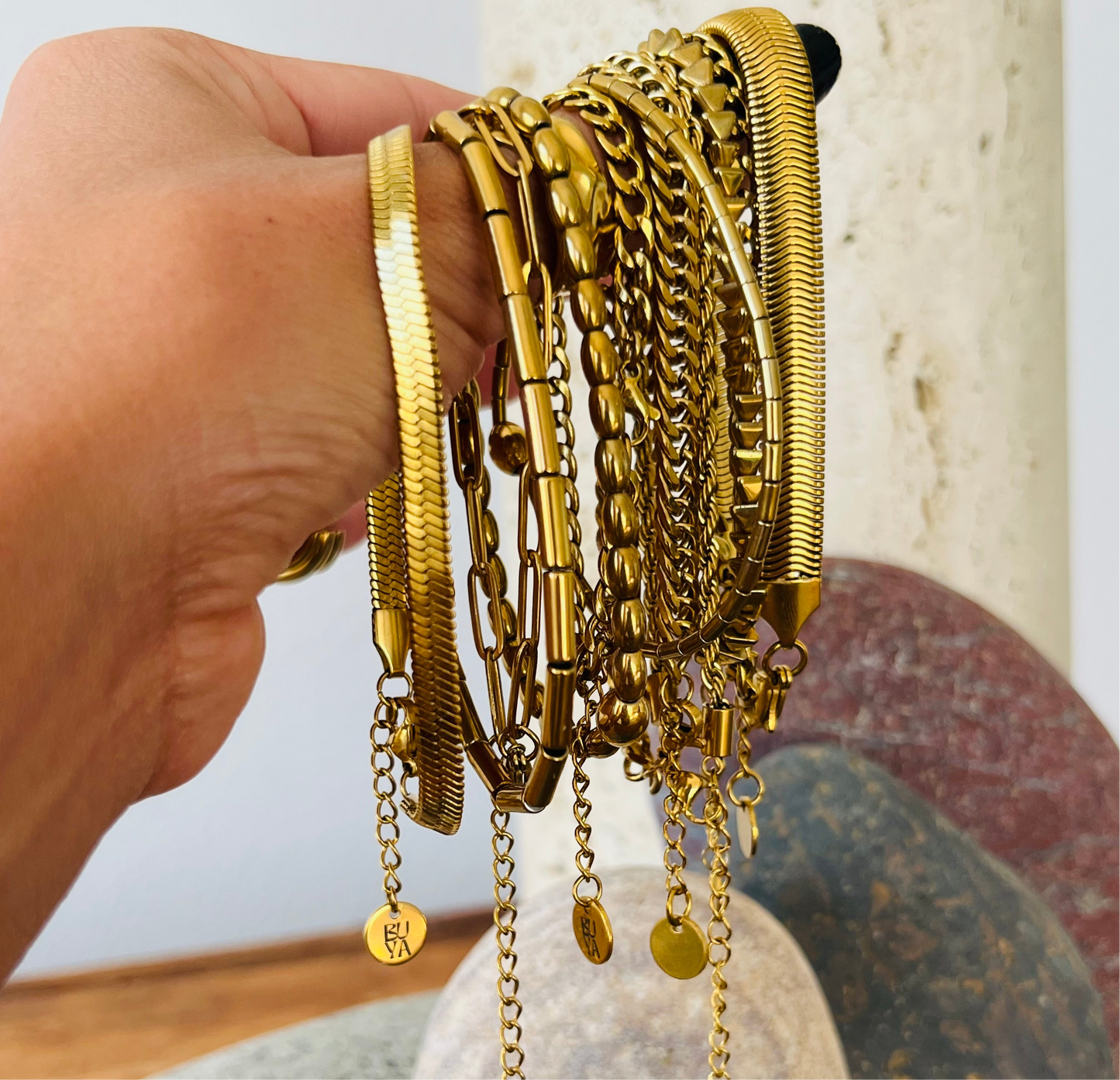 Trio Stack Set Hematite Bracelets