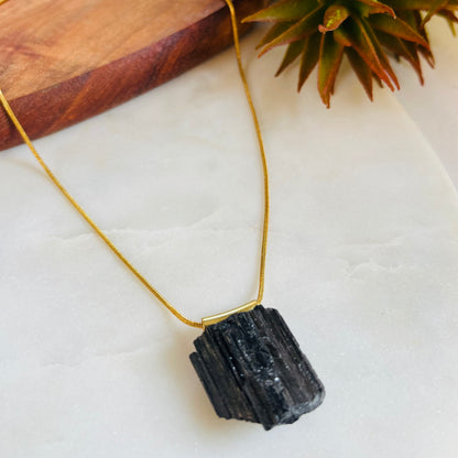 Raw Black Tourmaline Necklace